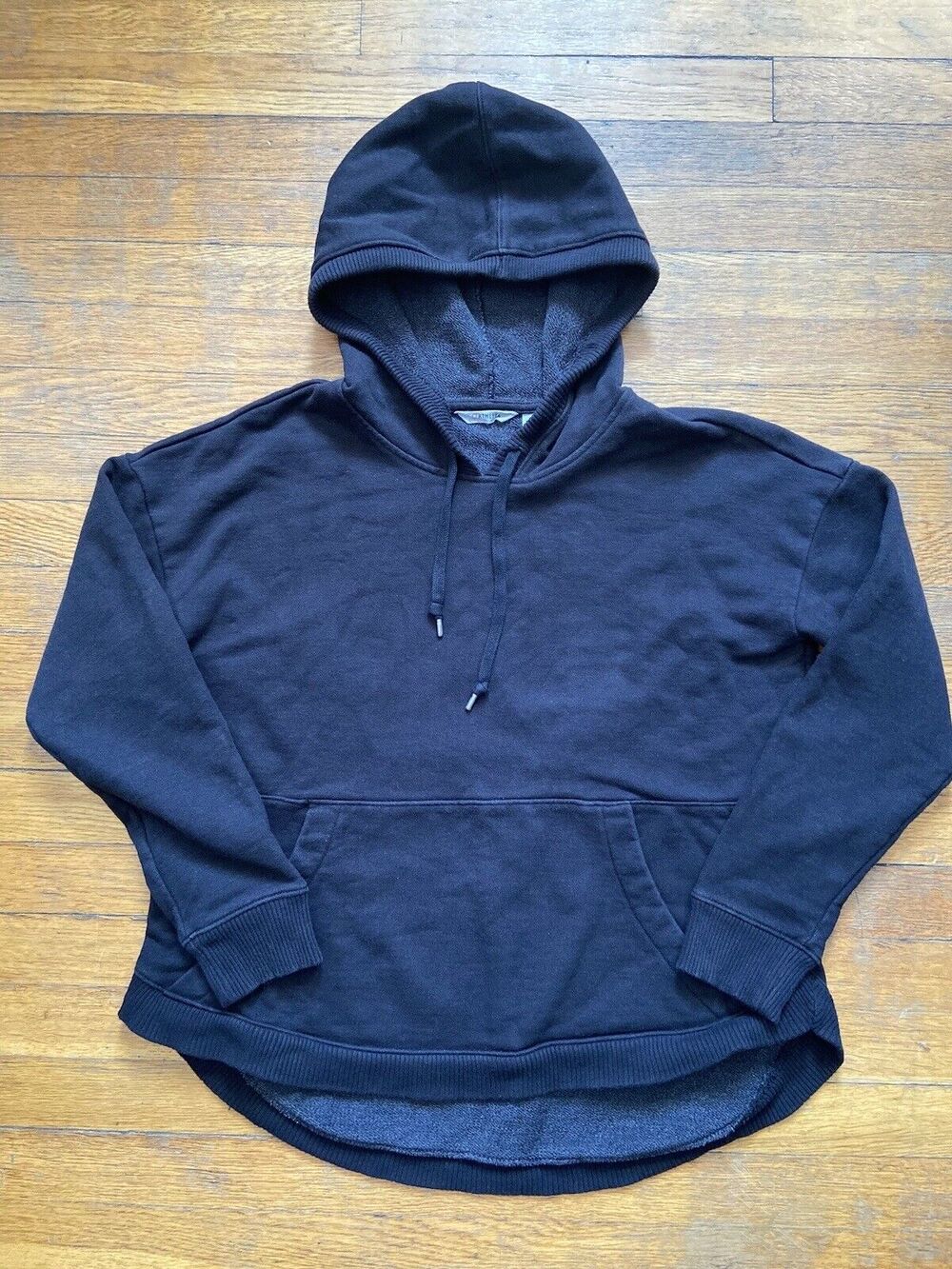 ATHLETA Black Cotton Hoodie w/Scallop Hem Ladies sz M